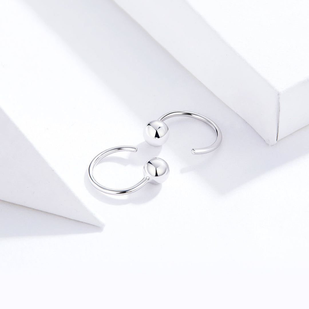 925 Sterling Silver Earrings with Plated Platinum, 1cm Diameter for Women