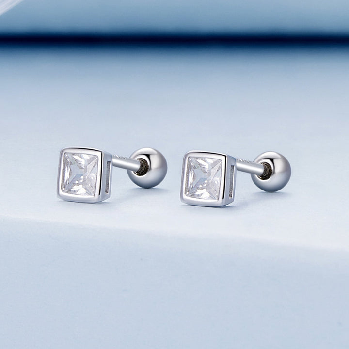 925 Sterling Silver 5mm Pavé Setting CZ Earrings for Women