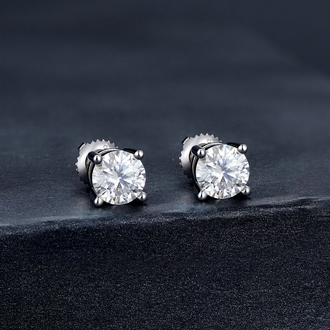 925 Sterling Silver Earrings with Moissanite in Style S, 0.5cm for Women