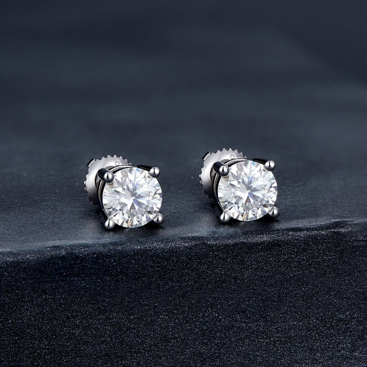 925 Sterling Silver Earrings with Moissanite in Style S, 0.5cm for Women