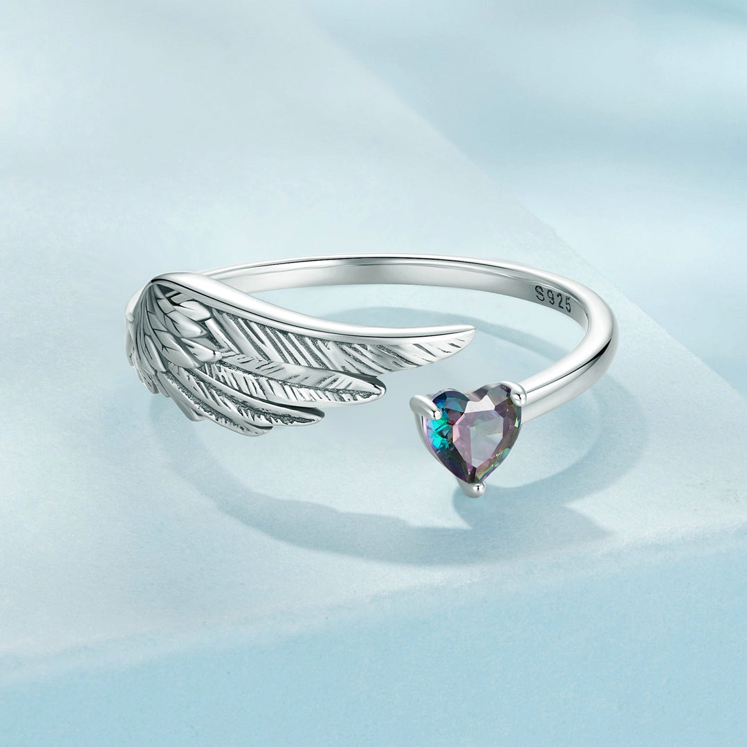 925 Sterling Silver Transparent Glass Ring for Women
