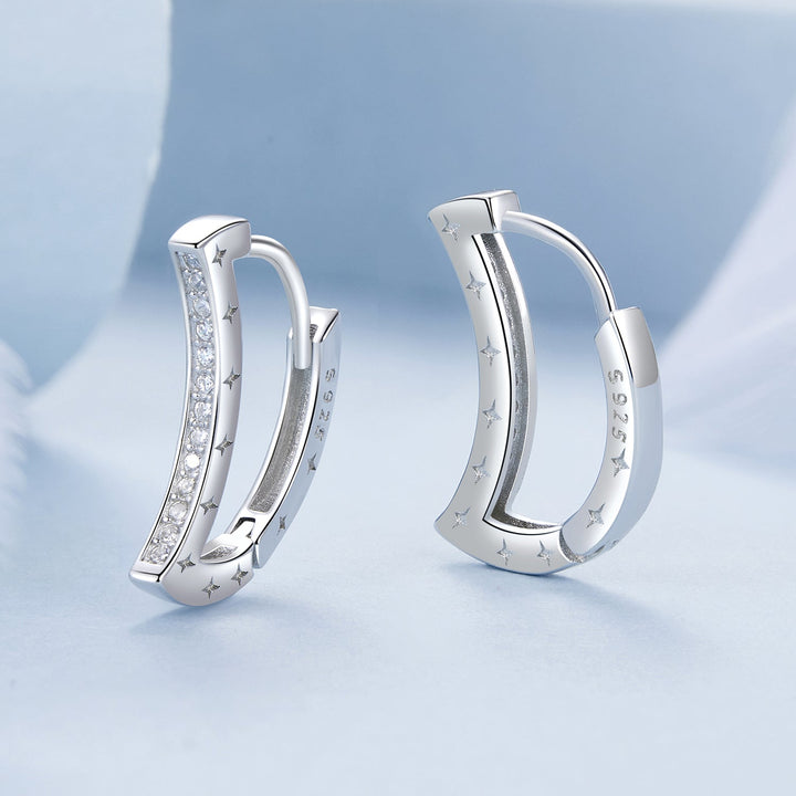 925 Sterling Silver Pave Setting CZ White Gold Plated Earrings for Women