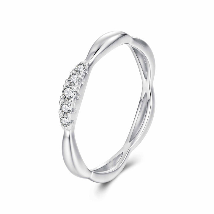 925 Sterling Silver Moissanite Ring with 0.15-0.2cm Gems for Women - Size 6