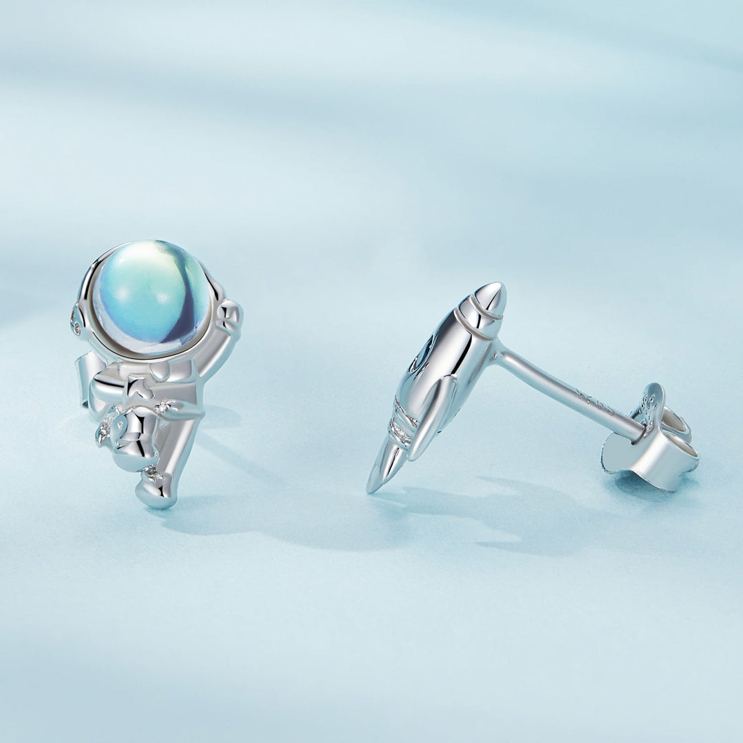925 Sterling Silver Plated Moonstone Earrings with CZ for Women