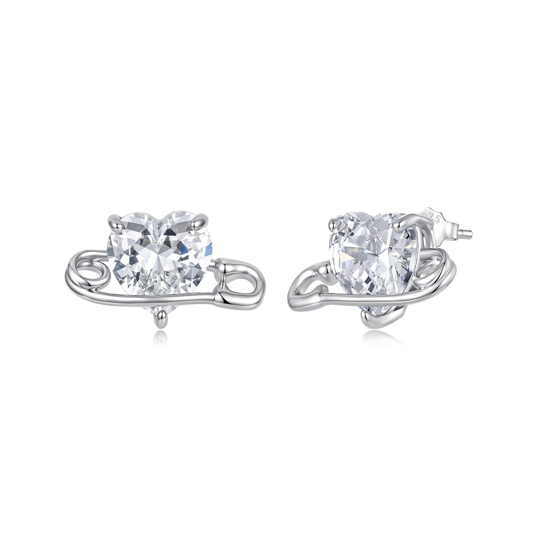 925 Sterling Silver White Gold Plated CZ Pavé 1.0x1.7cm Earrings for Women