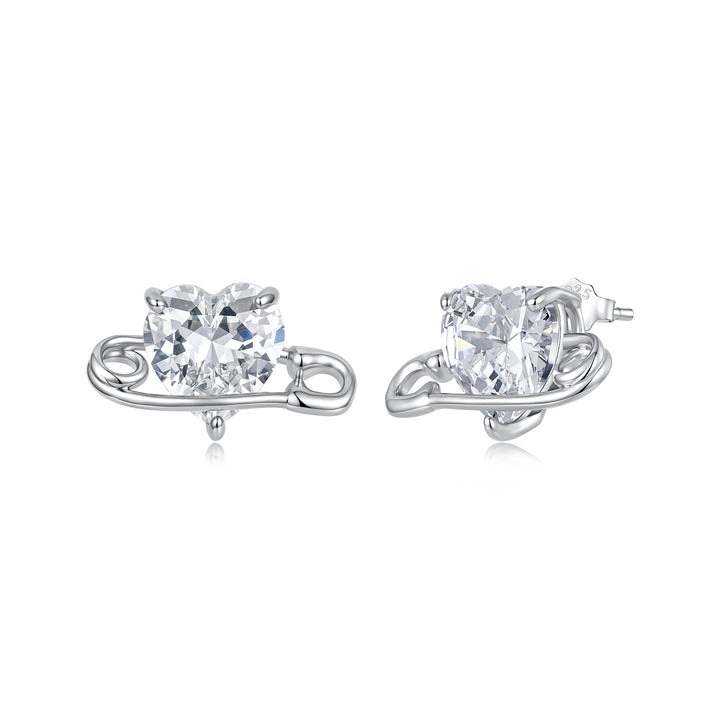 925 Sterling Silver White Gold Plated CZ Pavé 1.0x1.7cm Earrings for Women