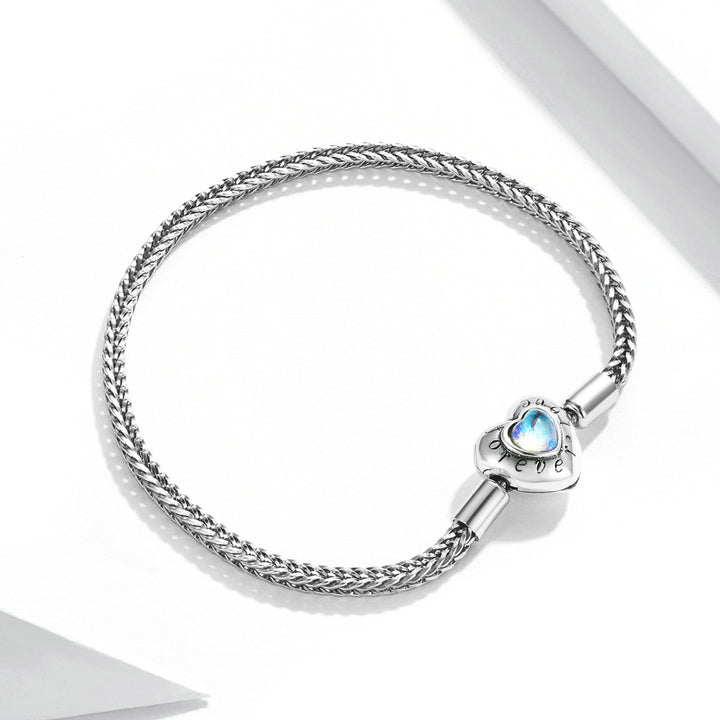 925 Sterling Silver Moonstone Bracelet 17cm for Women