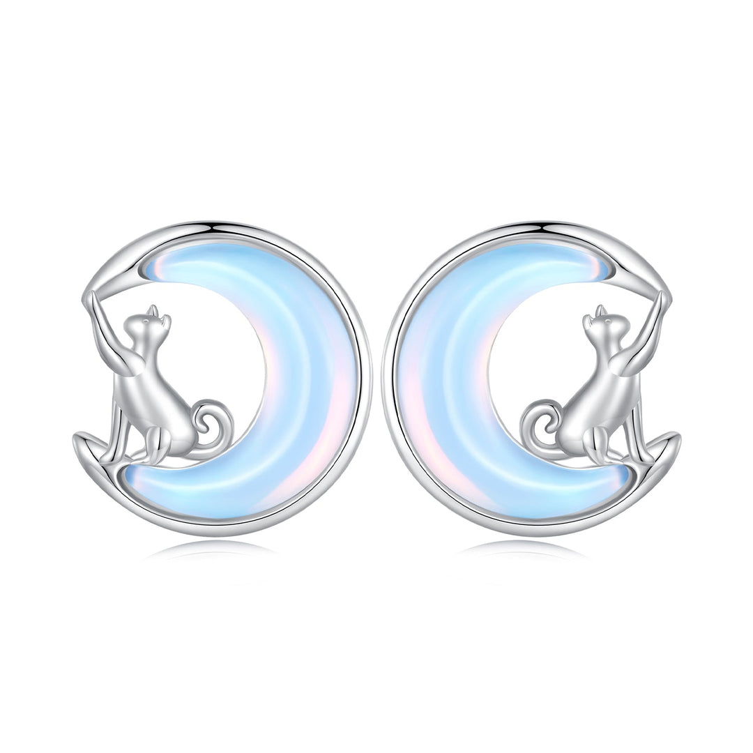 925 Sterling Silver Earrings with Transparent Glass, 13mm x 12mm for Women