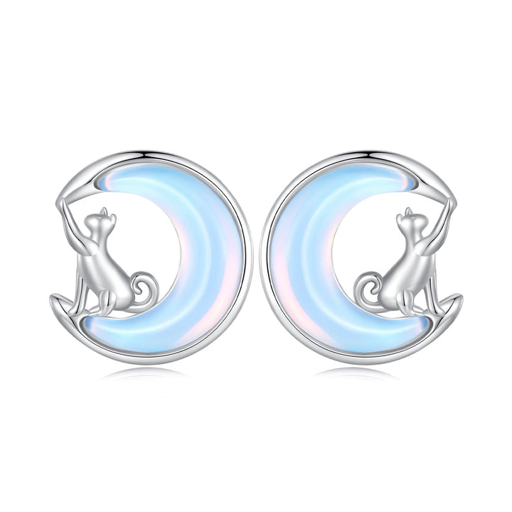 925 Sterling Silver Earrings with Transparent Glass, 13mm x 12mm for Women