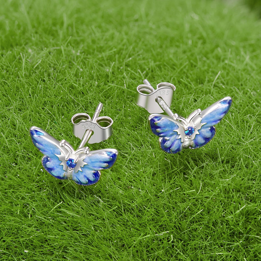 925 Sterling Silver Enamel Pavé Cz Earrings for Women