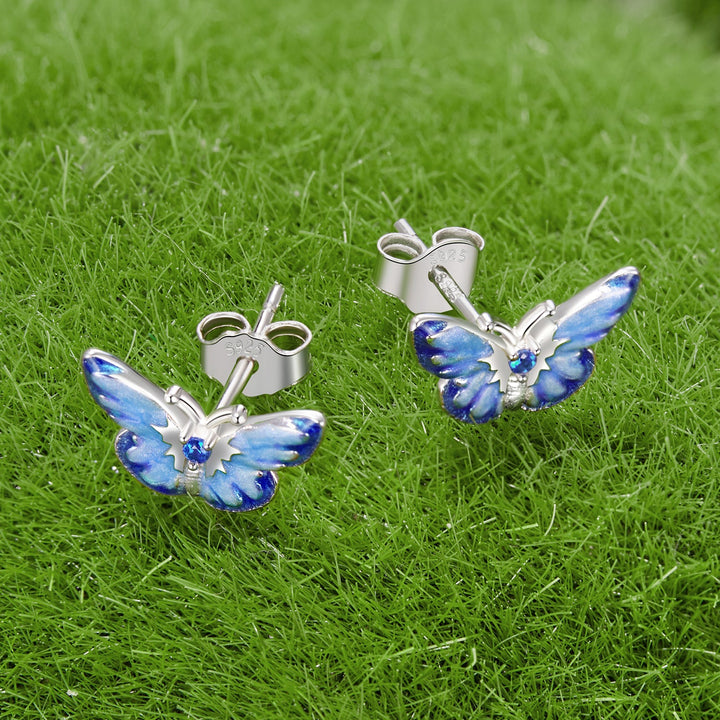 925 Sterling Silver Enamel Pavé Cz Earrings for Women