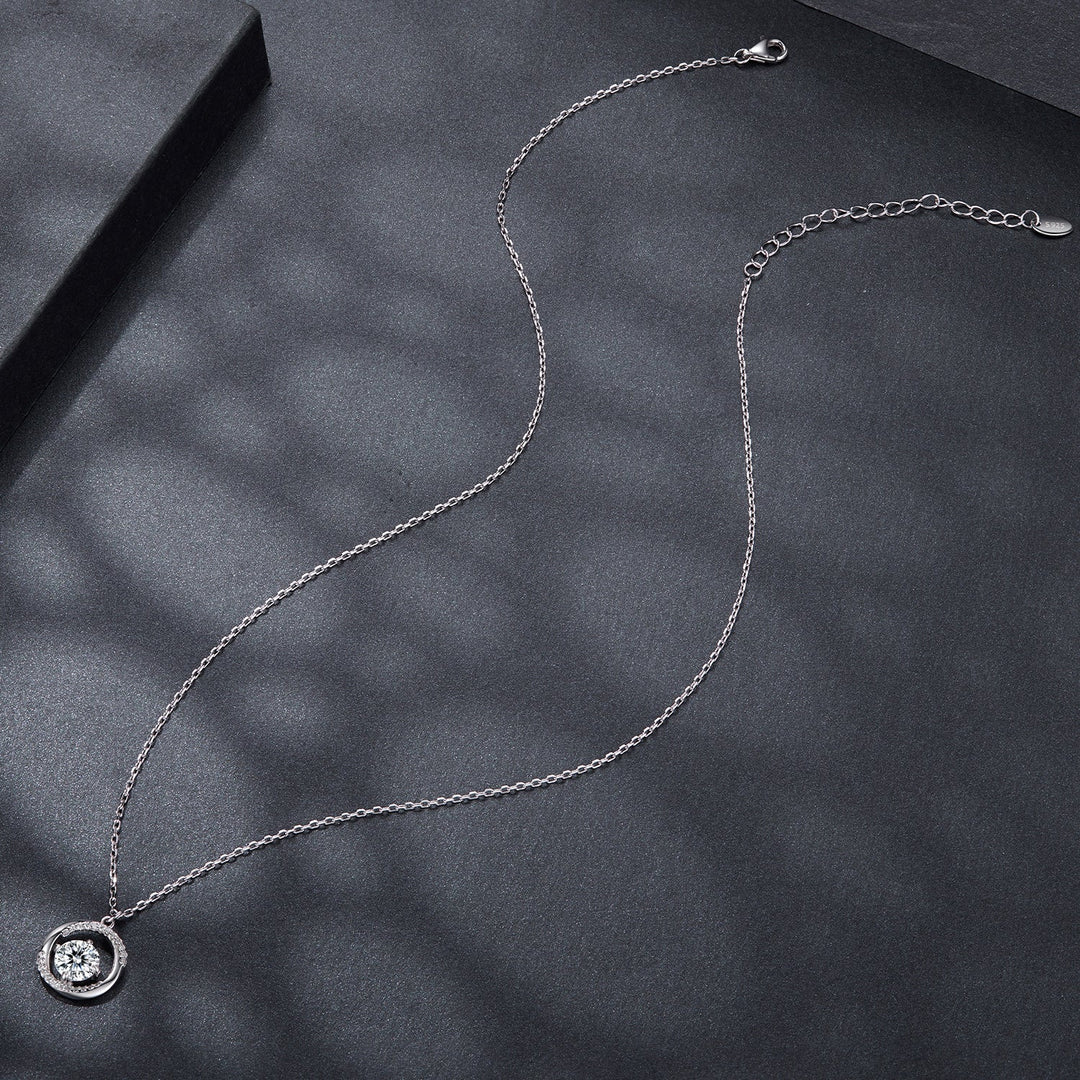 925 Sterling Silver Moissanite Necklace 40+5cm with CZ for Women