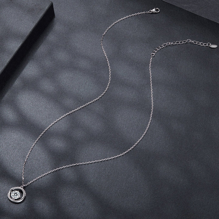 925 Sterling Silver Moissanite Necklace 40+5cm with CZ for Women