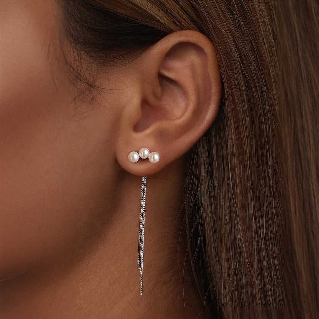 925 Sterling Silver White Gold Plated Shell Pearl Earrings