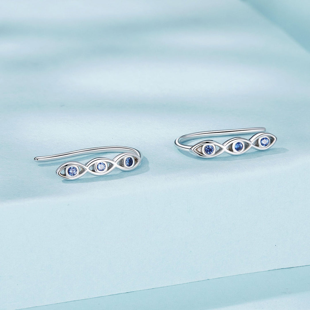 925 Sterling Silver CZ Pavé Earrings 13*2mm for Women