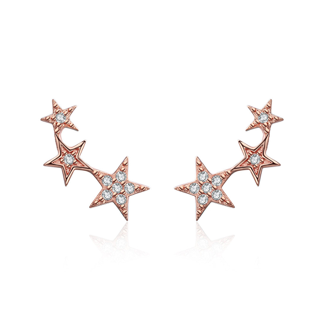925 Sterling Silver Plated Rose Gold Pavé Setting CZ Earrings for Women