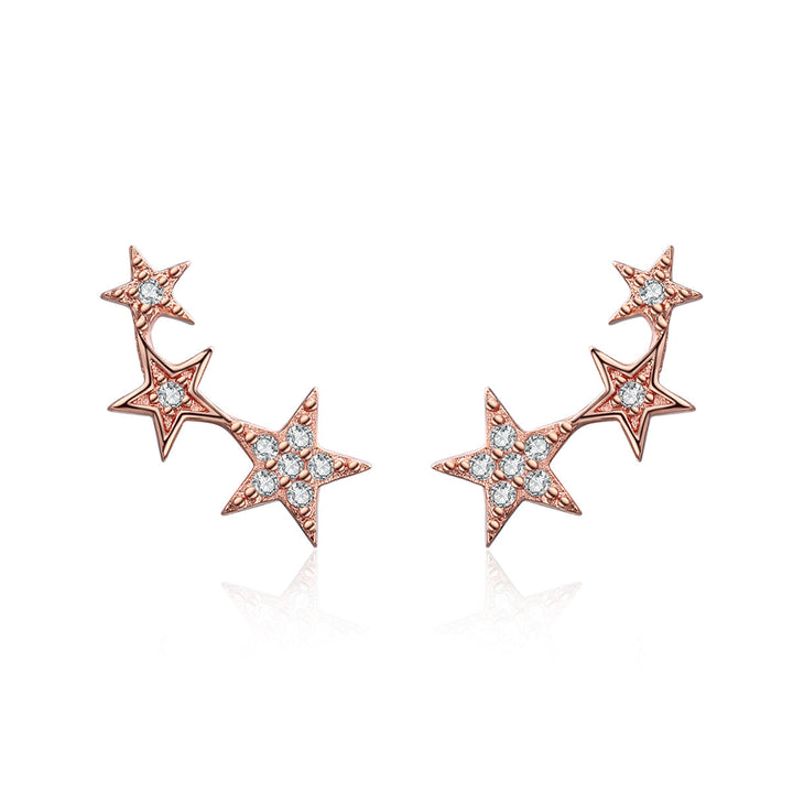 925 Sterling Silver Plated Rose Gold Pavé Setting CZ Earrings for Women