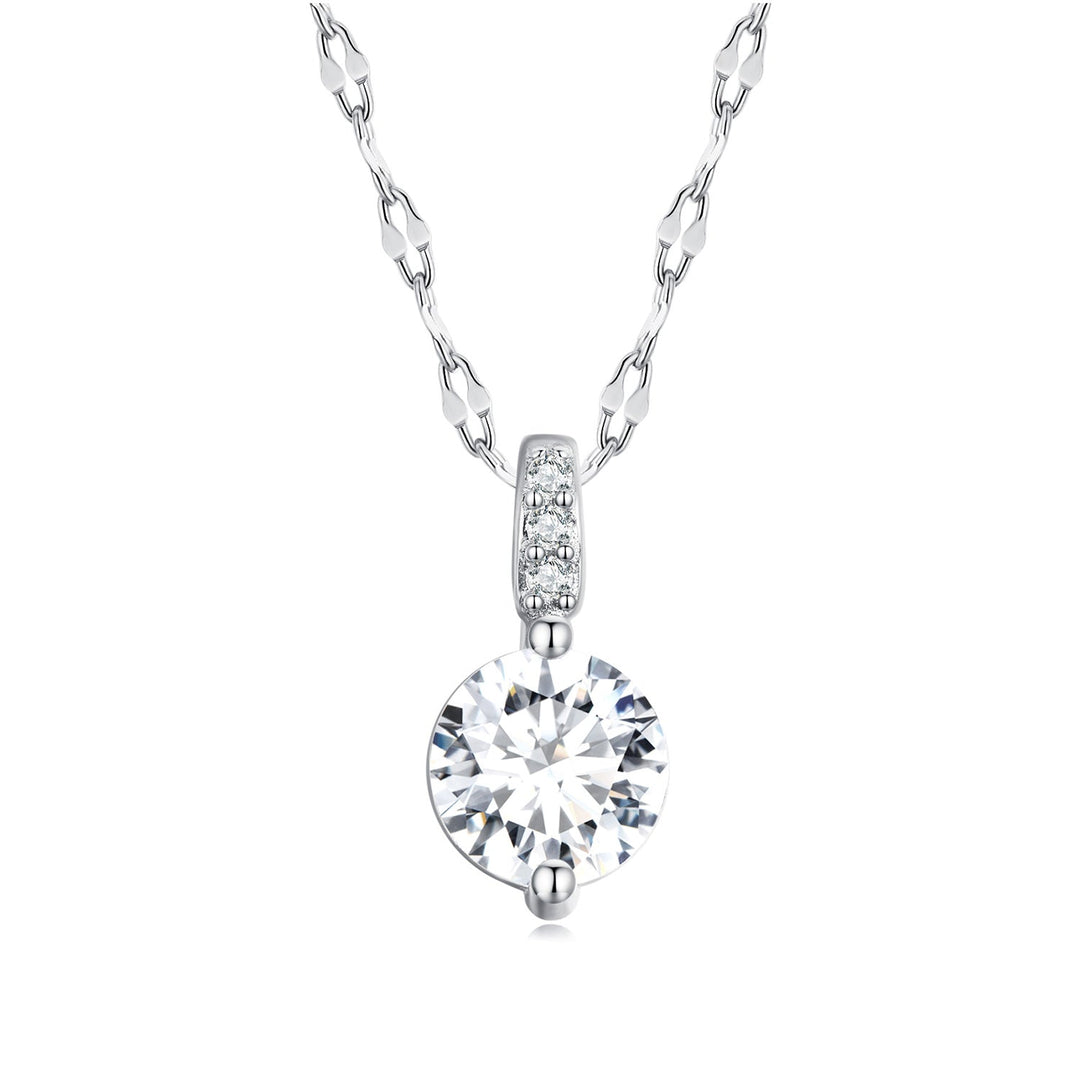 925 Sterling Silver Necklace with Pavé Setting CZ - Adjustable Length, Platinum Plated - Women&