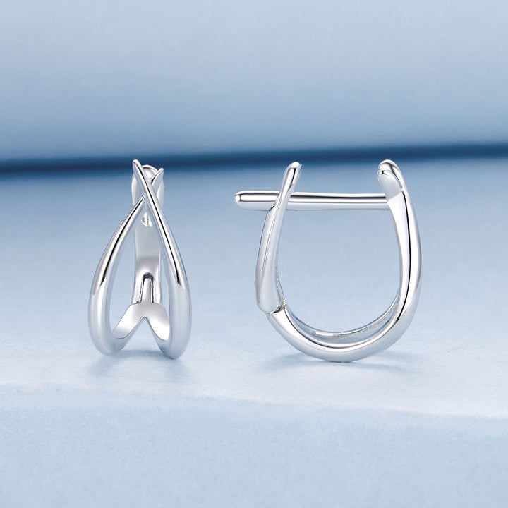 925 Sterling Silver Earrings 1.2x0.6cm with White Gold Plating for Women