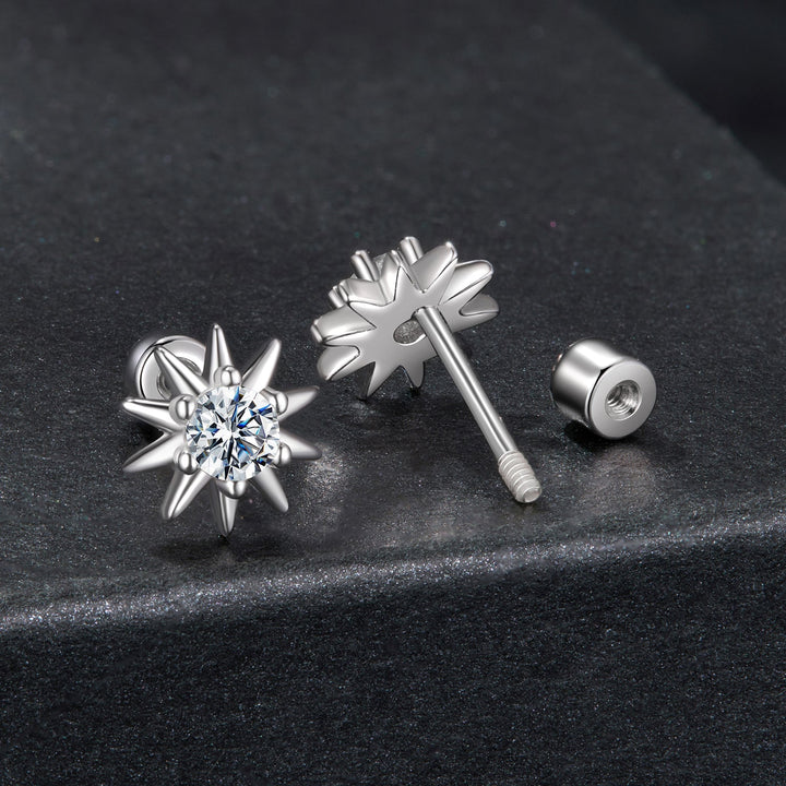 925 Sterling Silver Moissanite 0.10 Carat Earrings for Women - 0.7cm Size