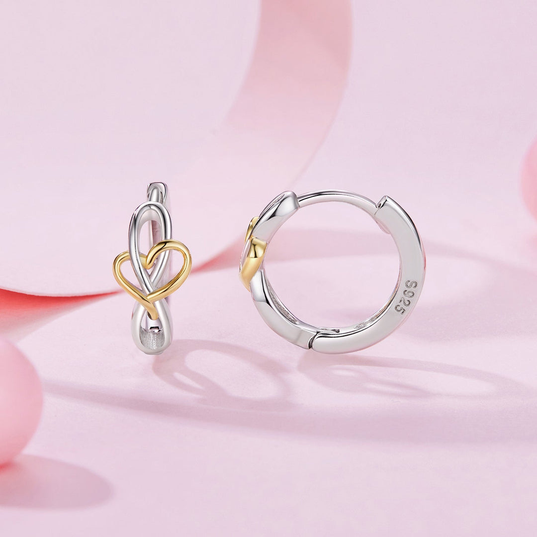 925 Sterling Silver Plated White Gold &amp; Gold Hoop Earrings for Women