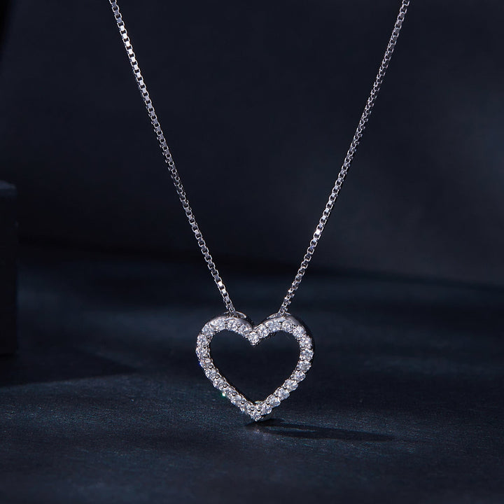 S925 Sterling Silver Necklace with Moissanite, 400mm + 50mm, Platinum Plated, Women