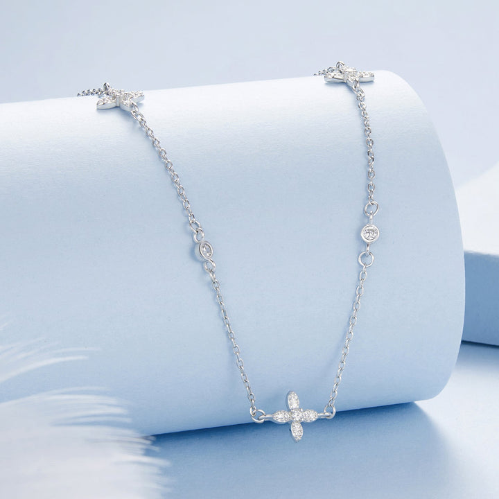 925 Sterling Silver White Gold Plated CZ Pendant Necklace for Women