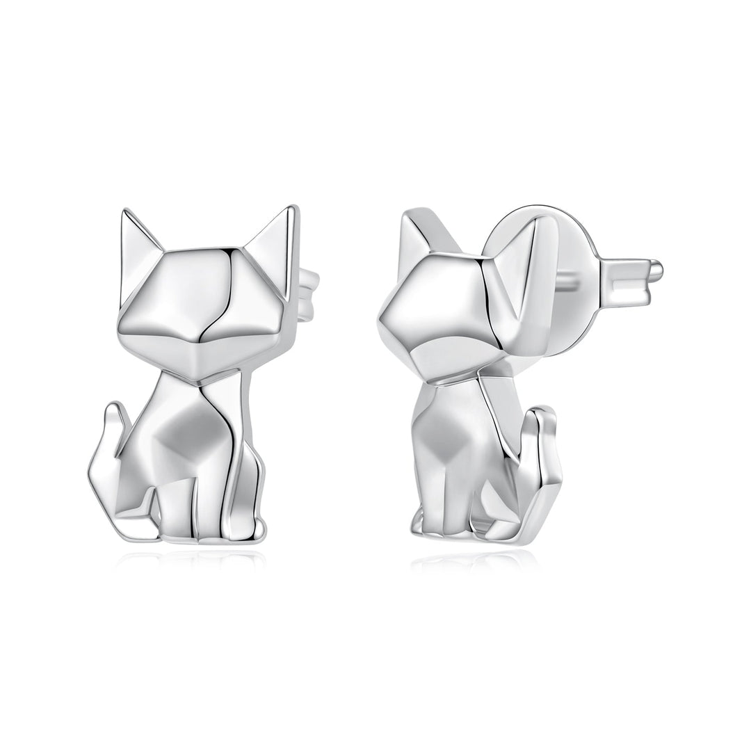 925 Sterling Silver White Gold Plated 1.2 x 0.7 cm Earrings for Women