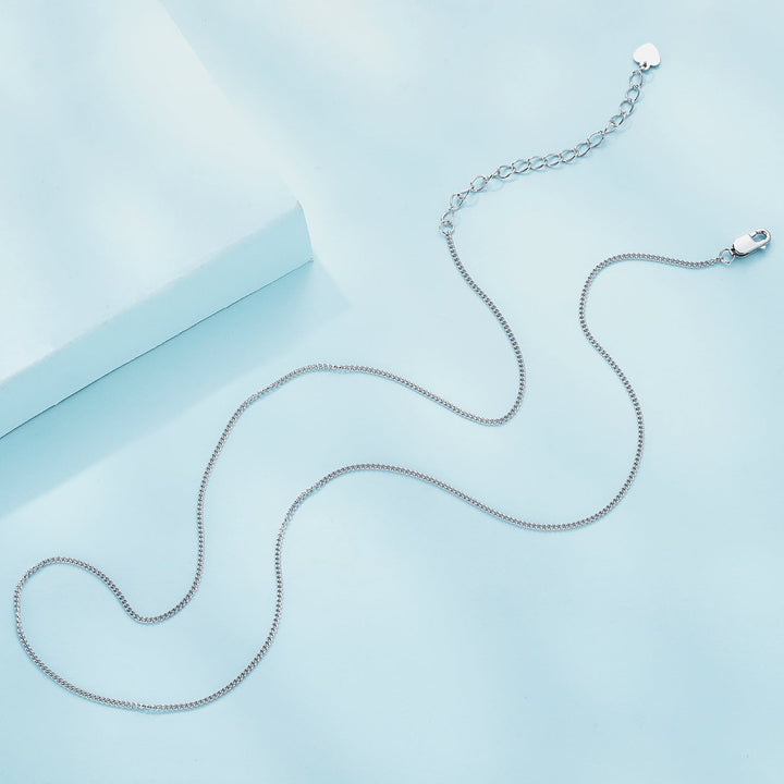 925 Sterling Silver 45S Platinum Plated Necklace for Women - 400mm Length, 0.8mm Thickness