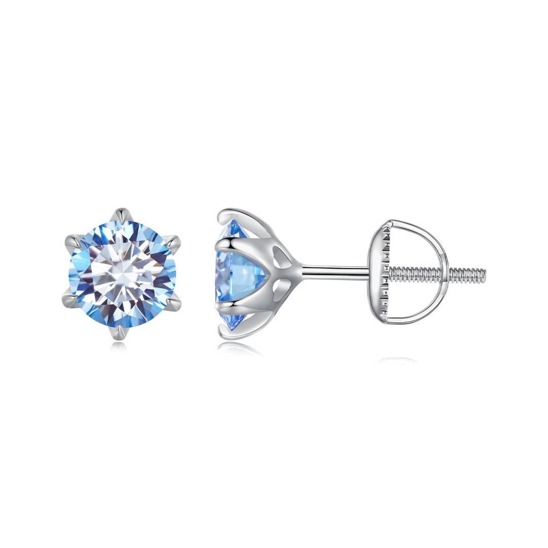 925 Sterling Silver Moissanite 1.00 Carat Earrings Size 7.0mm for Women