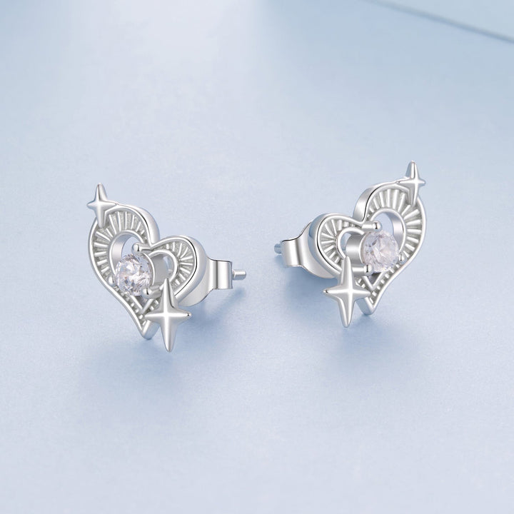 925 Sterling Silver Earrings with Pavé Setting CZ in White Gold