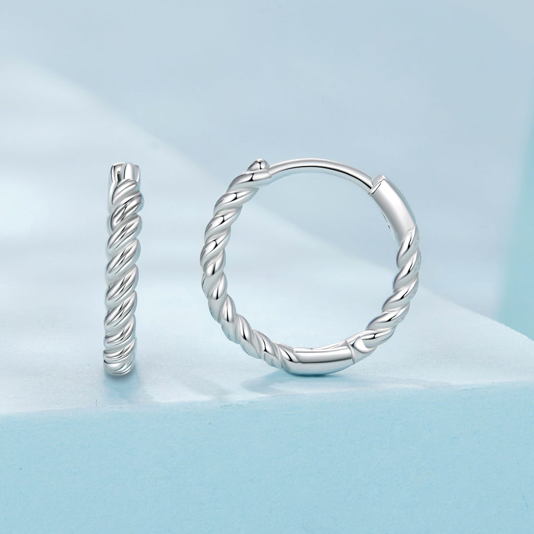 925 Sterling Silver Plated White Gold Earrings Size 1.4x0.2cm for Women