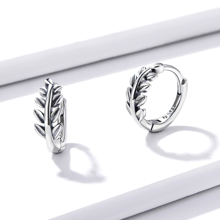 S925 Oxidized Silver Earrings 1.2*0.5cm for Women
