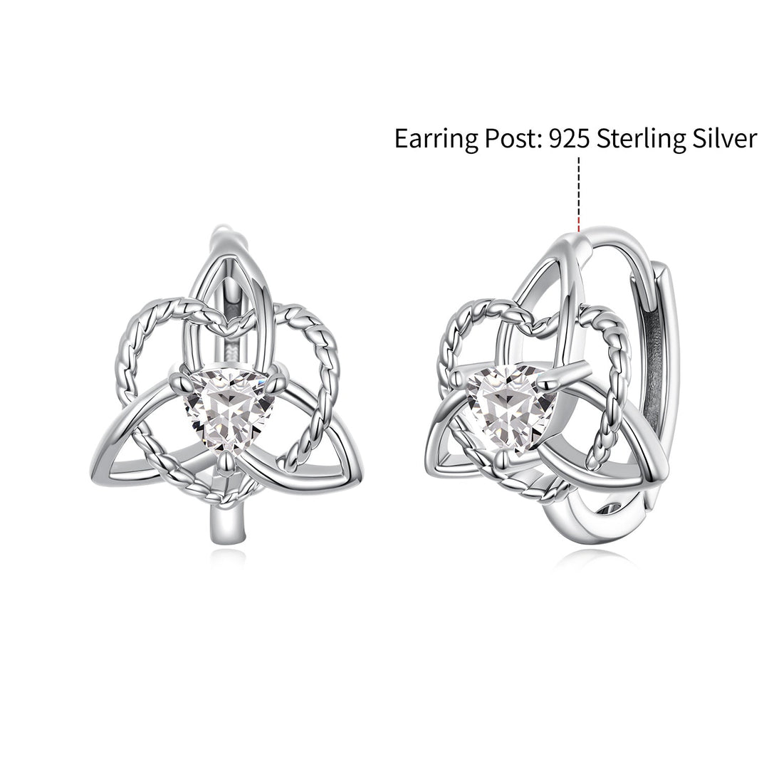 925 Sterling Silver White Gold Plated Pavé CZ 1.5x1.2cm Hoop Earrings for Women