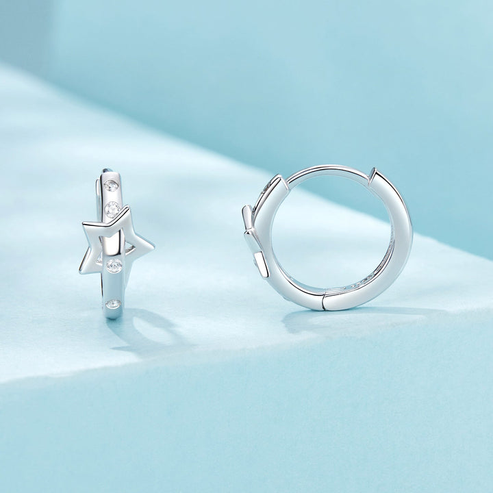 925 Sterling Silver &amp; White Gold Earrings with Pavé Setting CZ - 12x6mm for Women