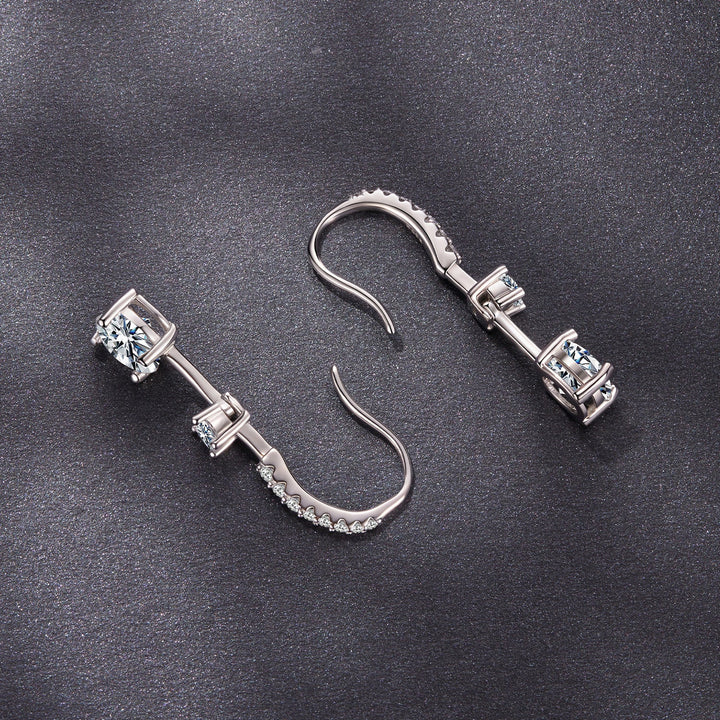 925 Sterling Silver Moissanite 1.00 Carat Earrings for Women