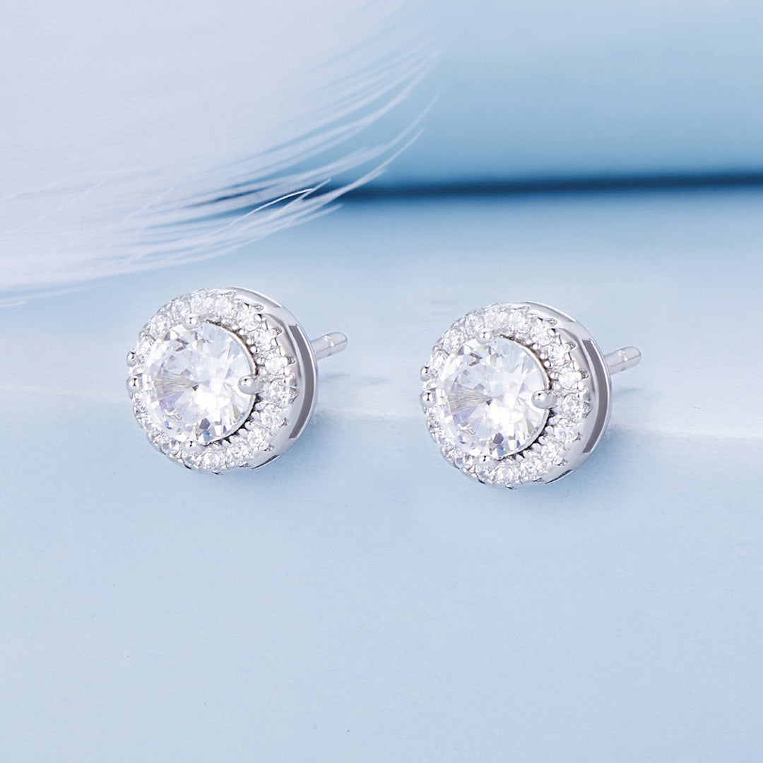 925 Sterling Silver 6.5mm Pavé Setting CZ Earrings