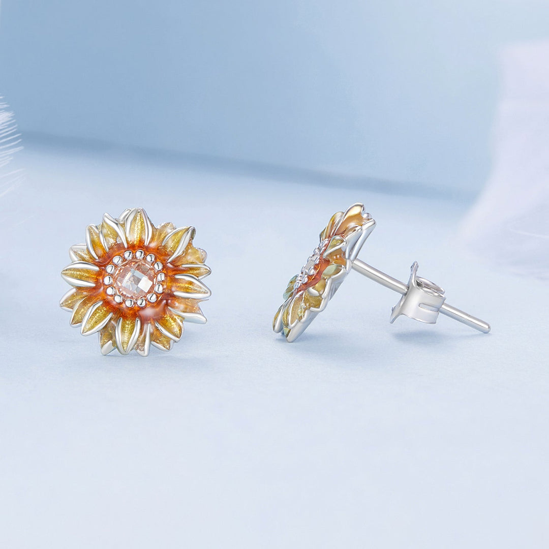925 Sterling Silver Enamel &amp; Glass Earrings for Women