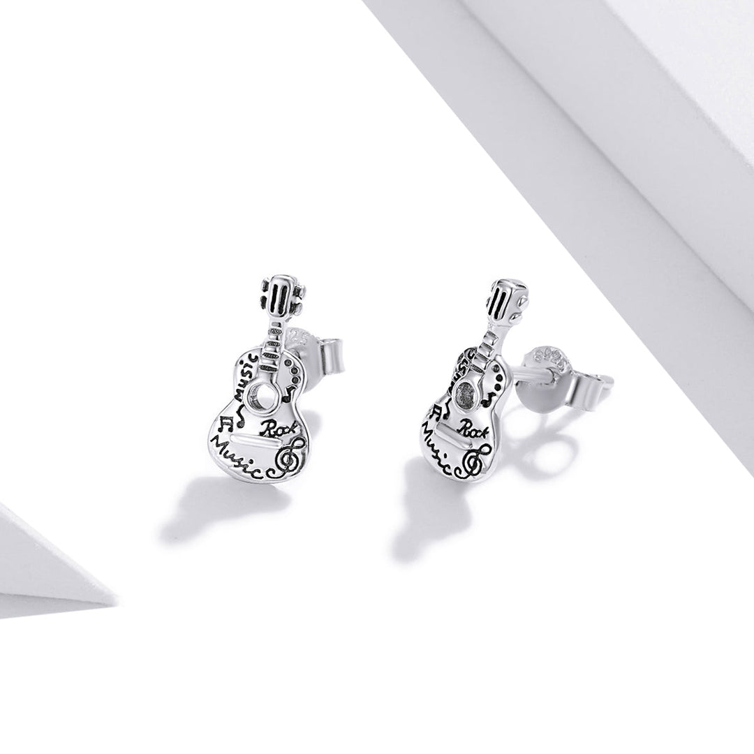 925 Sterling Silver &amp; Oxidized Silver Earrings for Women - 1.3*0.6cm