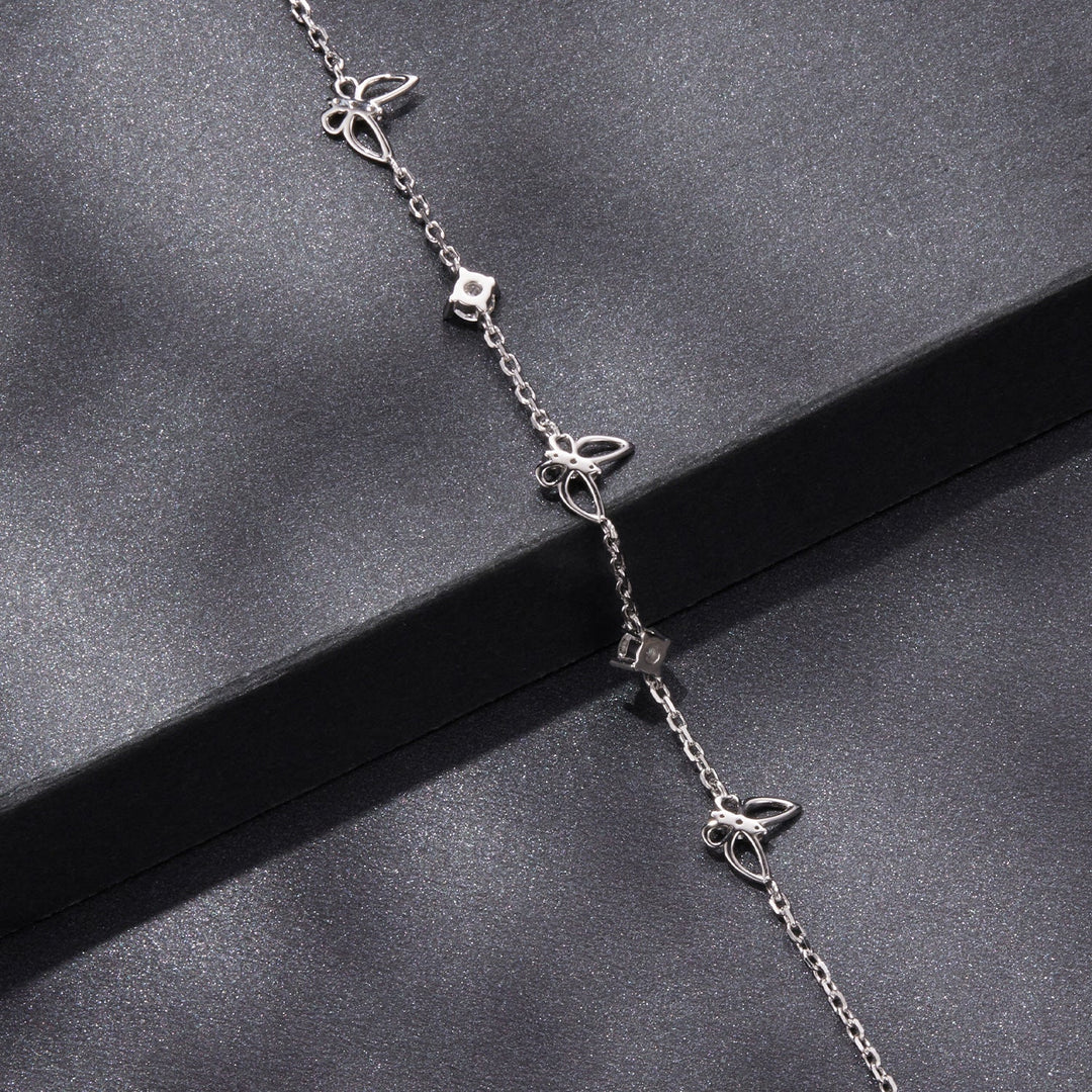 925 Sterling Silver White Gold Plated Bracelet with Moissanite, 15+6cm, for Women
