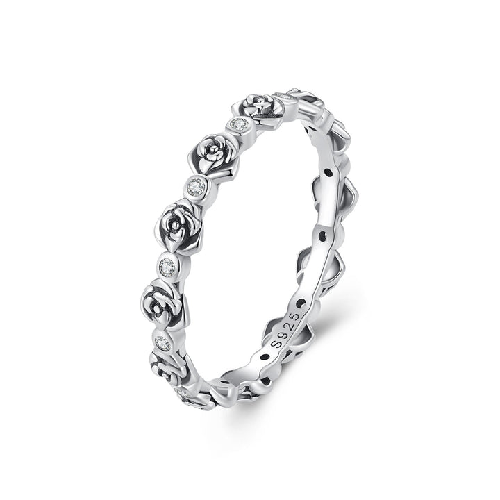 925 Sterling Silver Ring with Pavé Setting CZ - Size 6.0 - Oxidized Silver