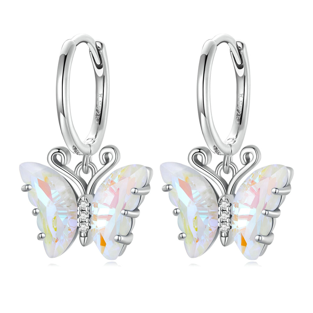 925 Sterling Silver Earrings with Resin, 23x13mm, Plated Platinum for Women