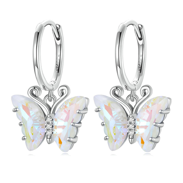 925 Sterling Silver Earrings with Resin, 23x13mm, Plated Platinum for Women