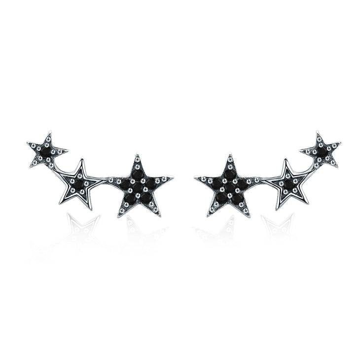 S925 Oxidized Silver Pavé CZ Earrings for Women