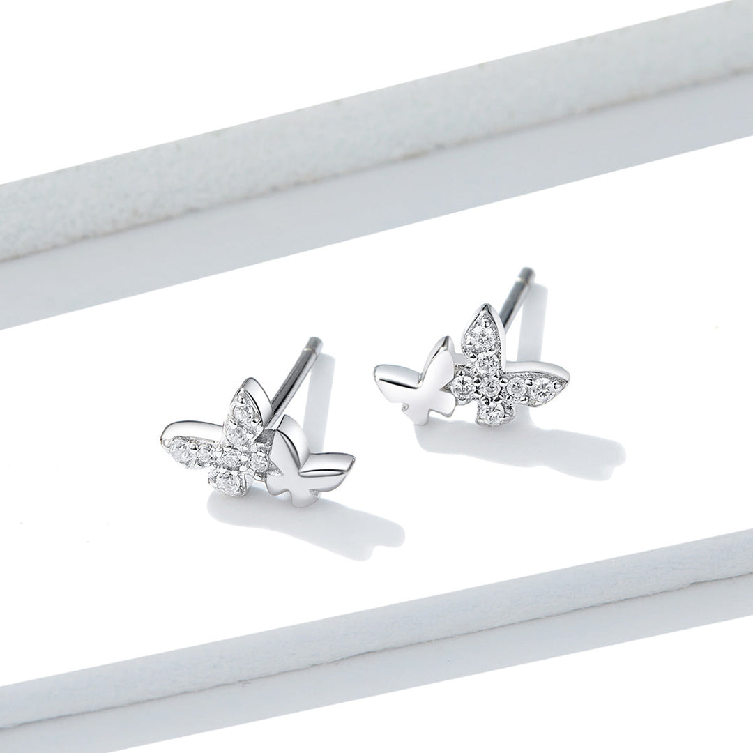 925 Sterling Silver Earrings with Pavé Setting CZ - 0.6*0.9cm