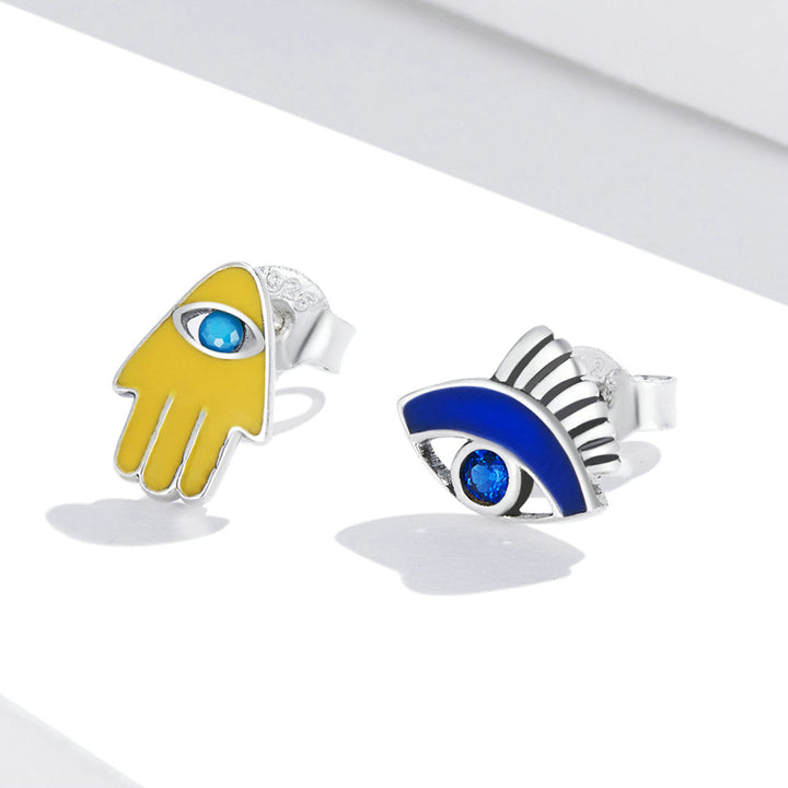 S925 Sterling Silver Enamel Pavé Set CZ Earrings