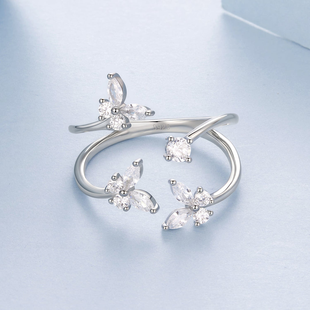 925 Sterling Silver Pavé Setting CZ White Gold Plated Ring 0.18cm for Women