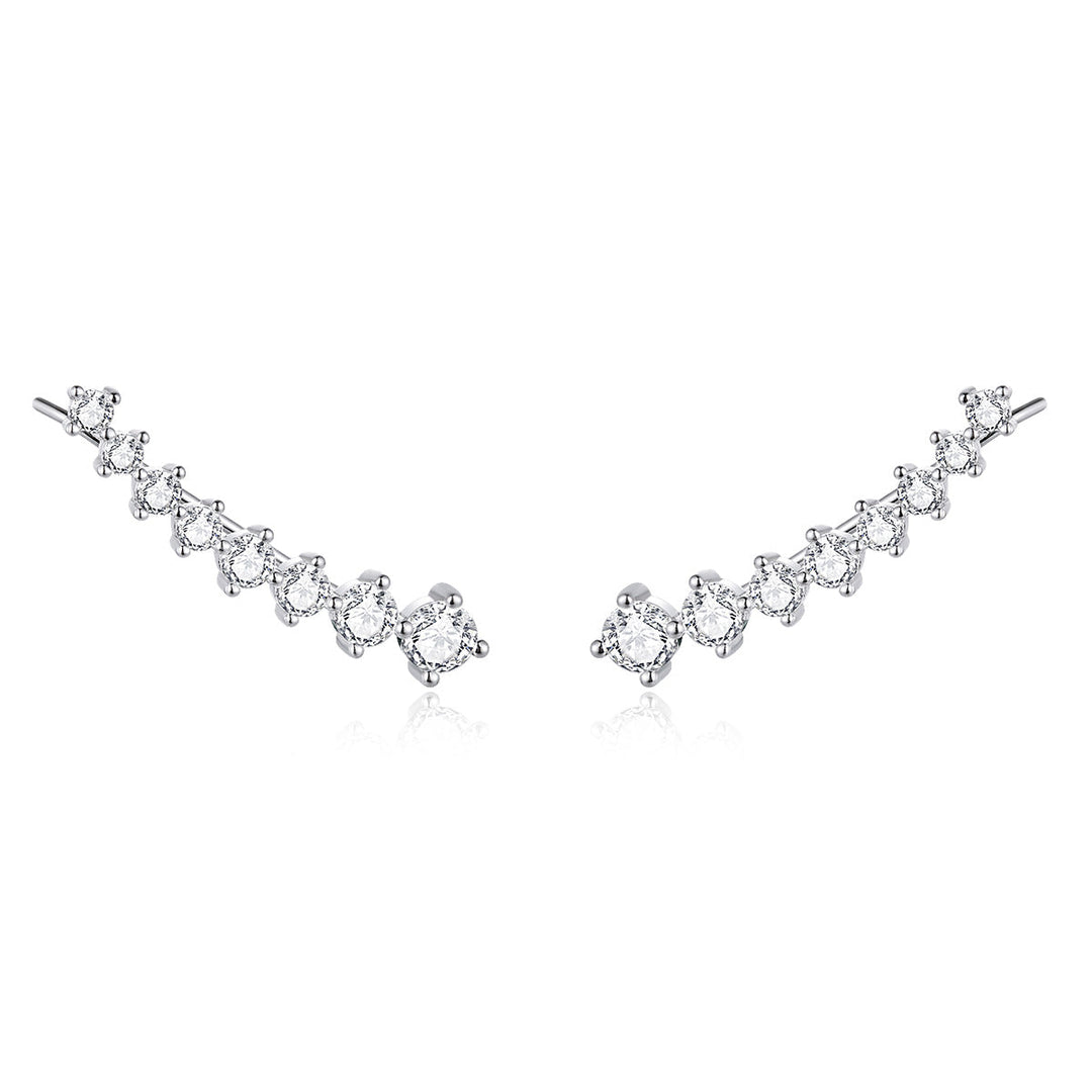 925 Sterling Silver Earrings with Pavé Setting CZ - 2.9*0.7cm