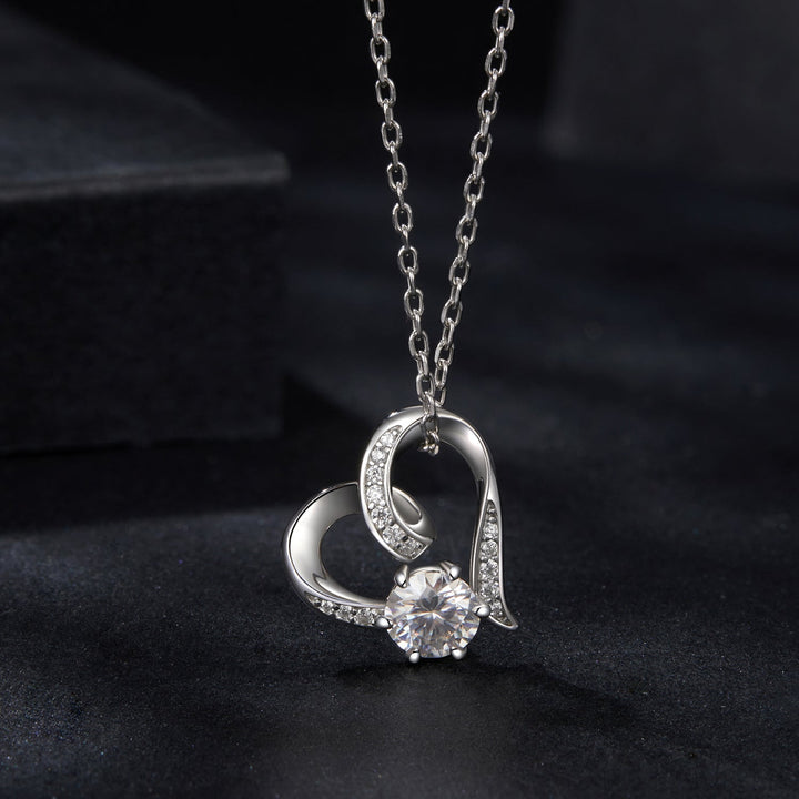 925 Sterling Silver Moissanite Necklace with Pendant and White Gold Plating for Women