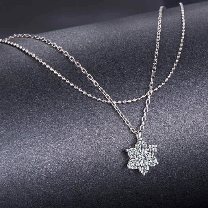 925 Sterling Silver 0.06 Carat &amp; 0.20 Carat Moissanite Necklace with White Gold Plating for Women